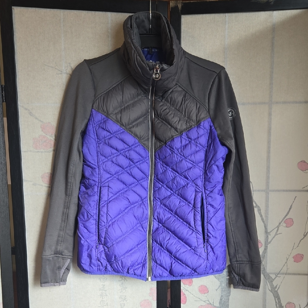 Michael Kors Lightweight Quilted Puffer Jacket – Gray & Purple – Women’s Size M